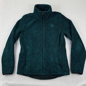 The North Face Womens Fleece Jacket Full Zip‎ Green Teal Size M